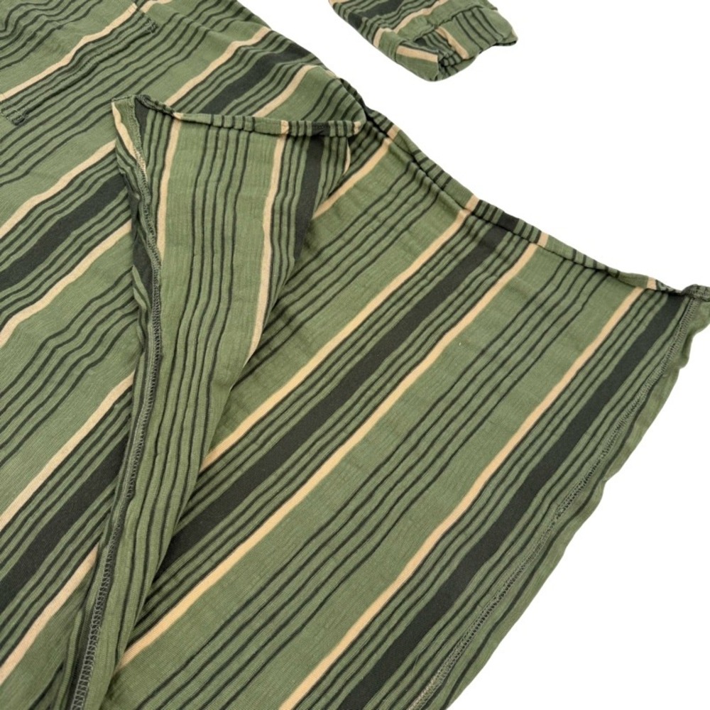 FREE PEOPLE BEACH Breaker Medium Top Green Striped V-Neck High Low Boho Vacation - Picture 13 of 16